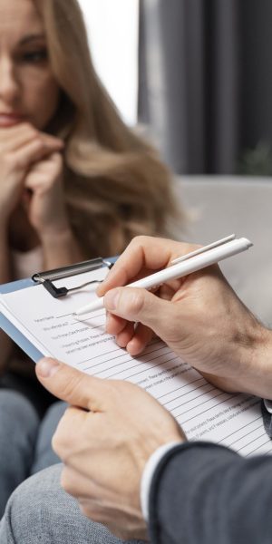 counselor-taking-notes-besides-woman